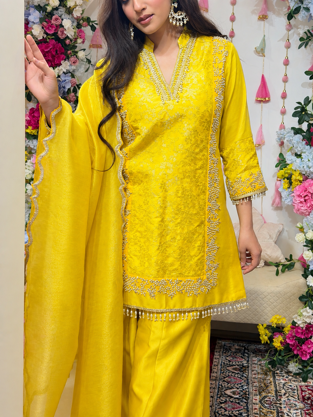 Yellow Brocade Chanderi Set