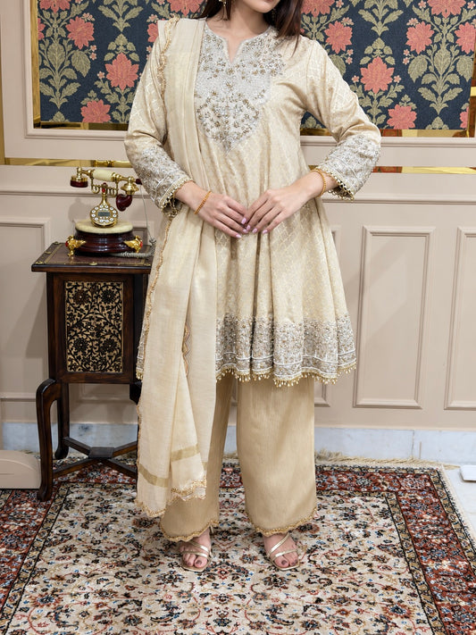 Dull Gold Banarasi Chanderi Sharara
