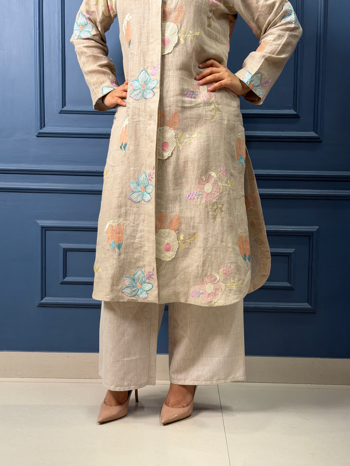 Sand Floral Linen Co-ord Set image 3