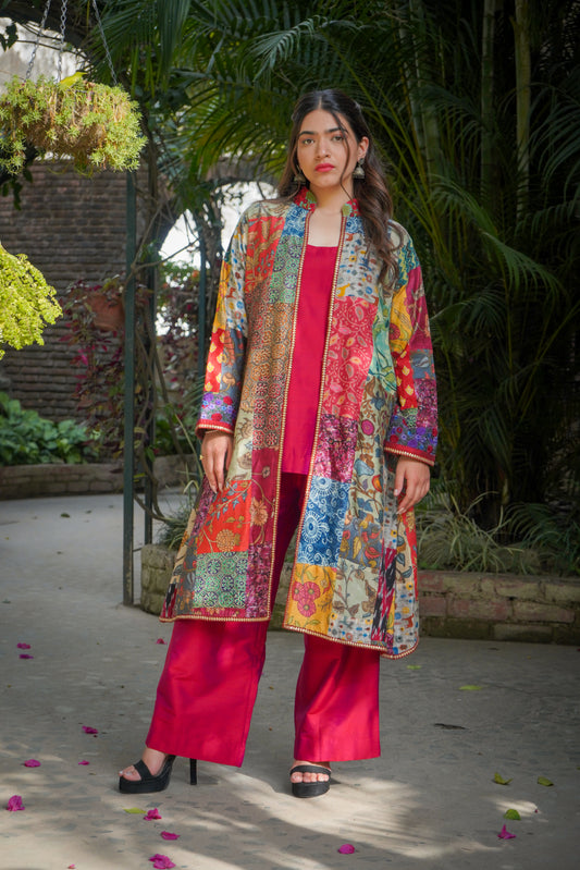 Chanderi Jacket with Appliqué Work image 1