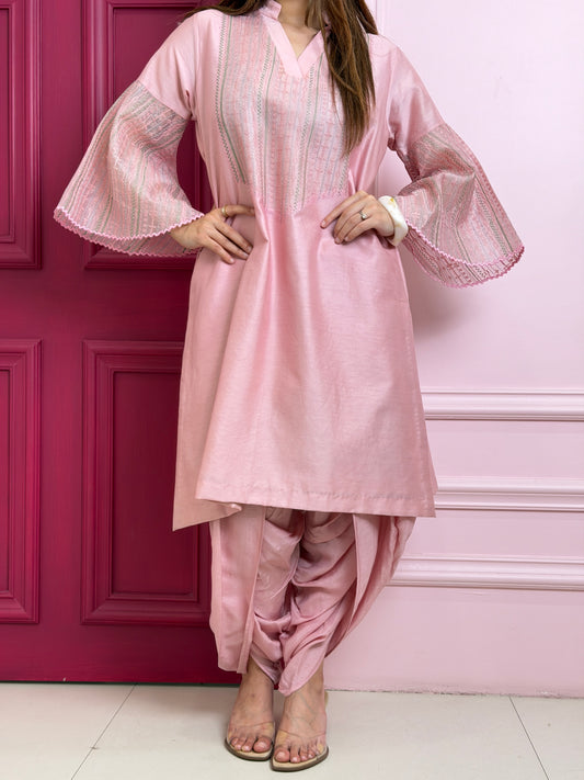 Pink Chanderi Set image 1