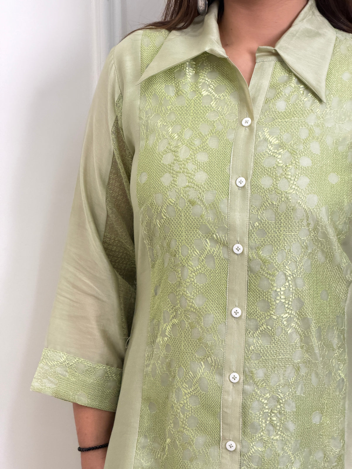 Sage Green Chanderi Set image 3