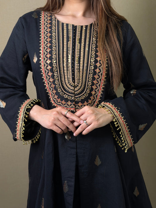 Chanderi Short Anarkali Set image 1