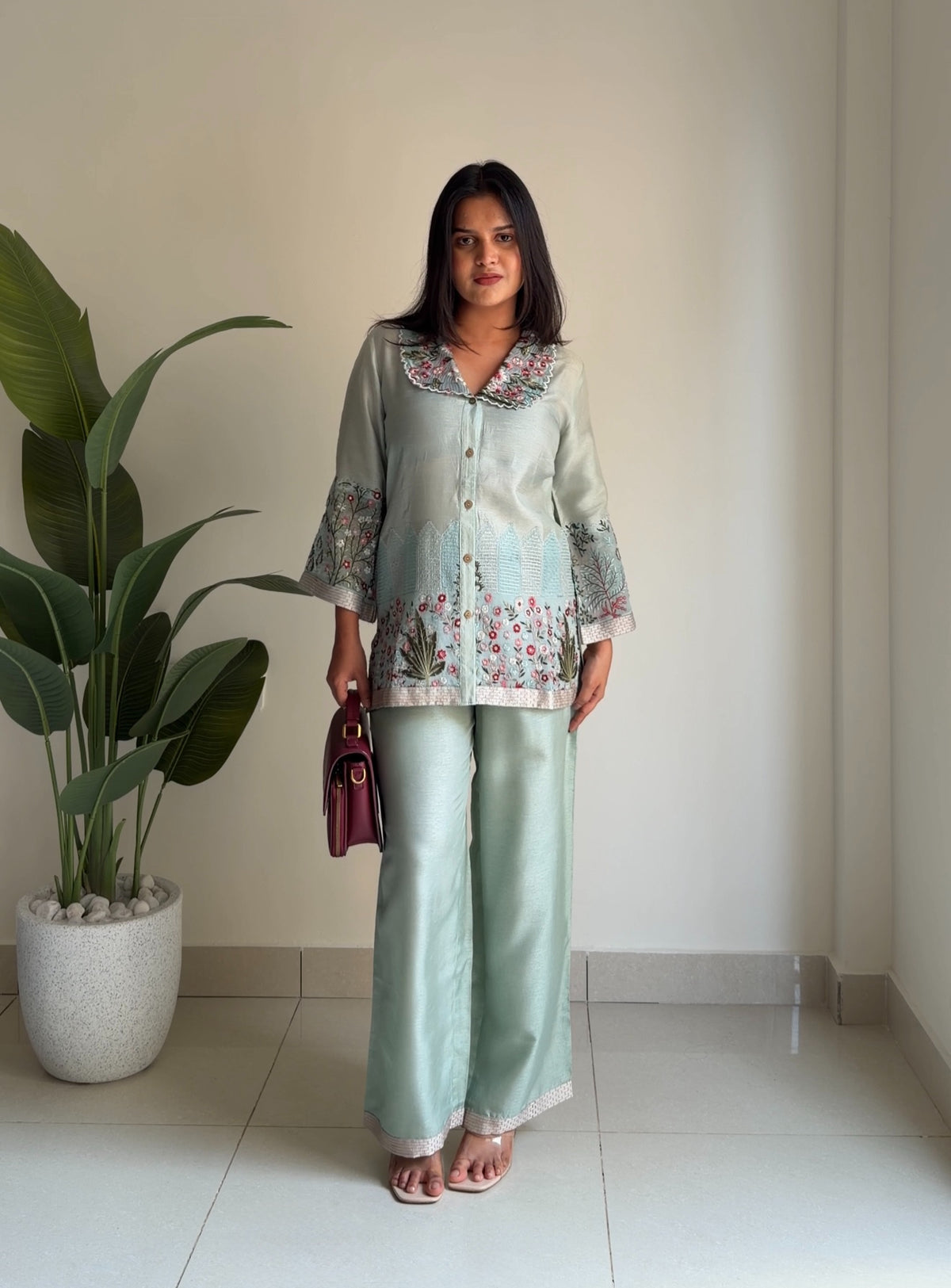 Aqua Cotton Silk Co-Ord Set image 0