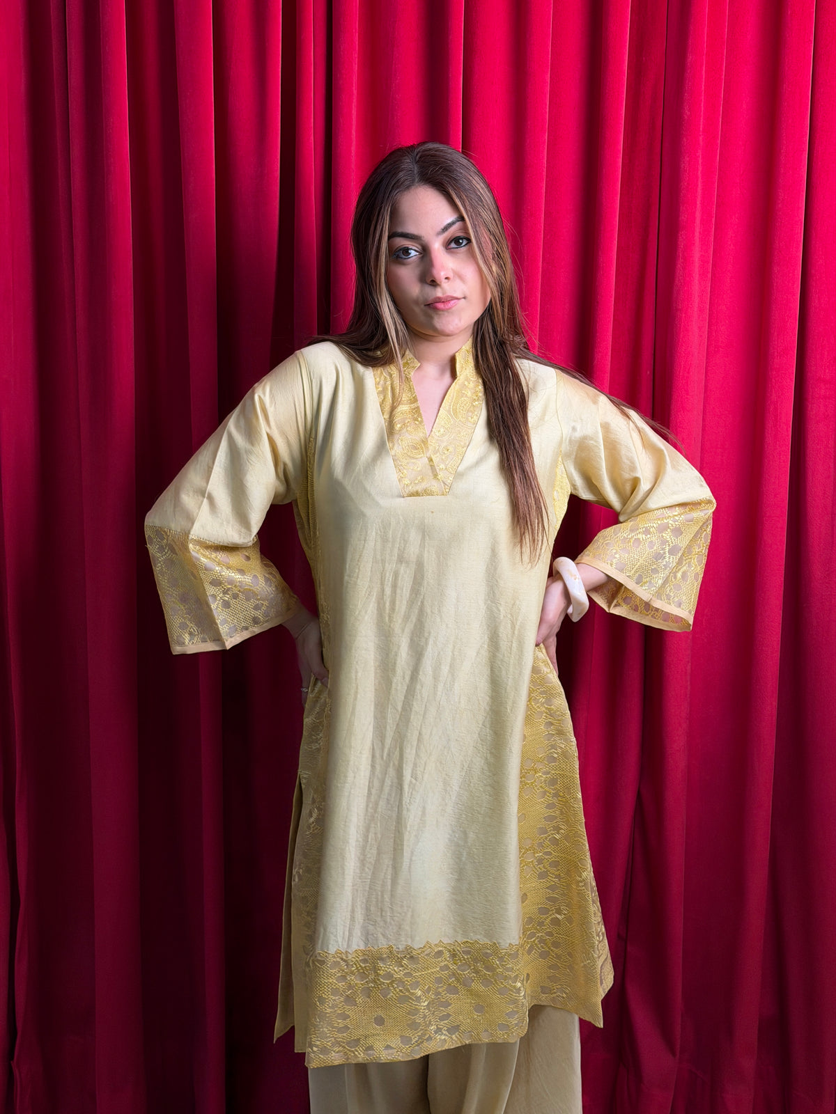 Butter Yellow Chanderi Set image 0
