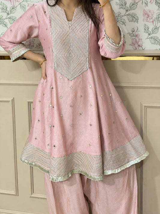 Pink Muqaish Chanderi Set