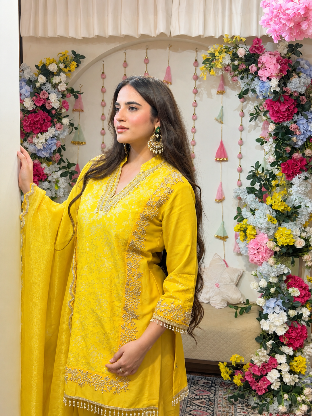 Yellow Brocade Chanderi  Set