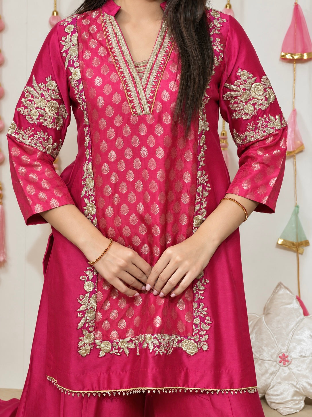 Magenta Brocade Chanderi Set