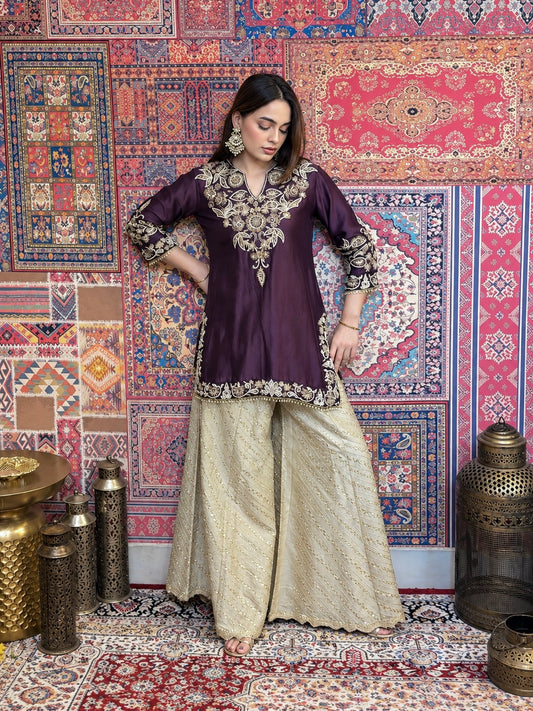 Deep Purple Zardosi Sharara