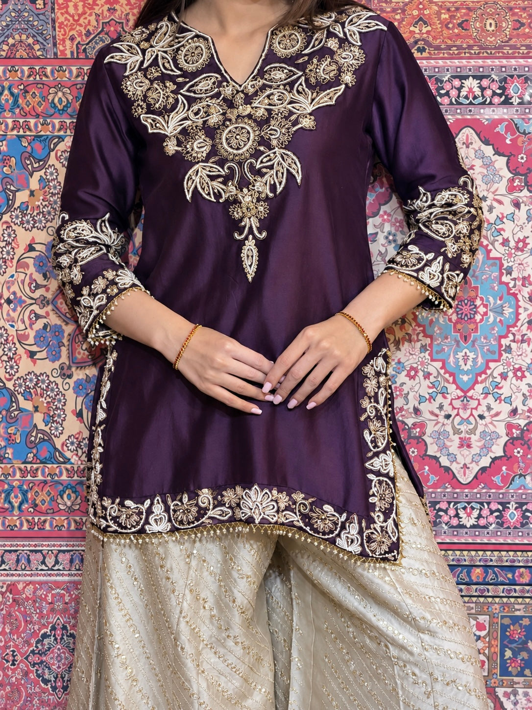 Deep Purple Zardosi Sharara