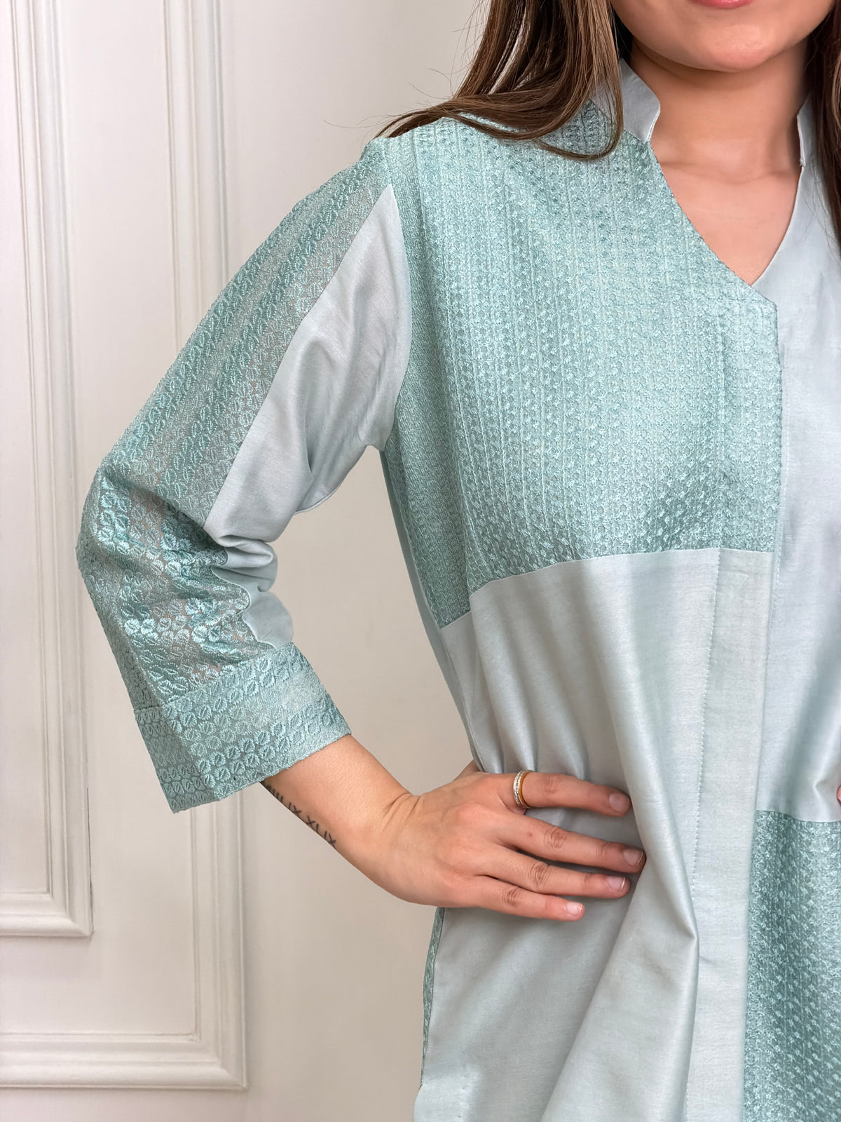 Powder Blue Chanderi Set image 3
