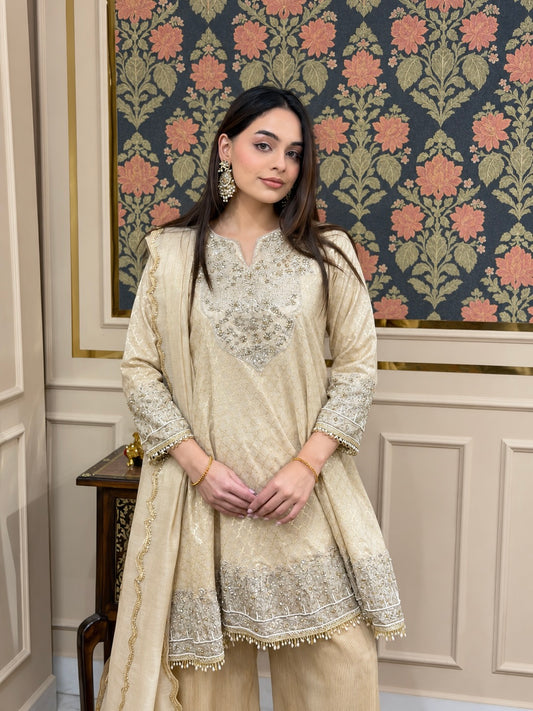 Dull Gold Banarasi Chanderi Sharara