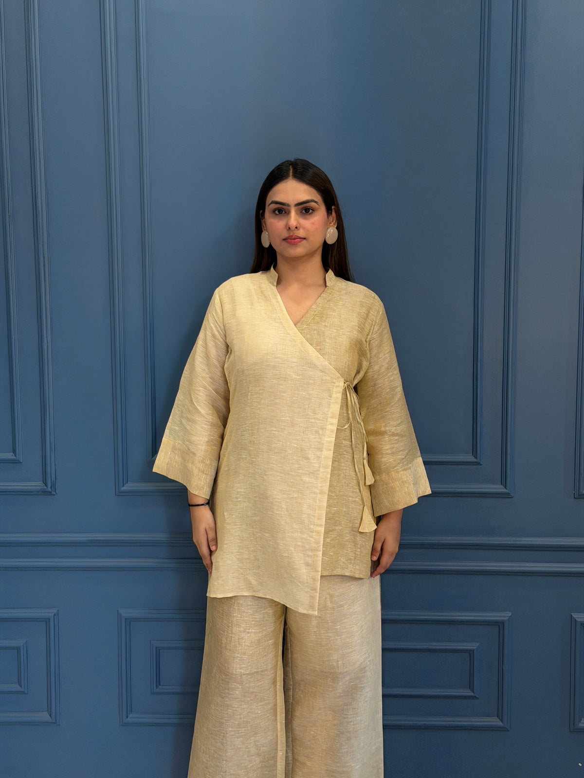 Beige Wrap Linen Co-ord Set image 0