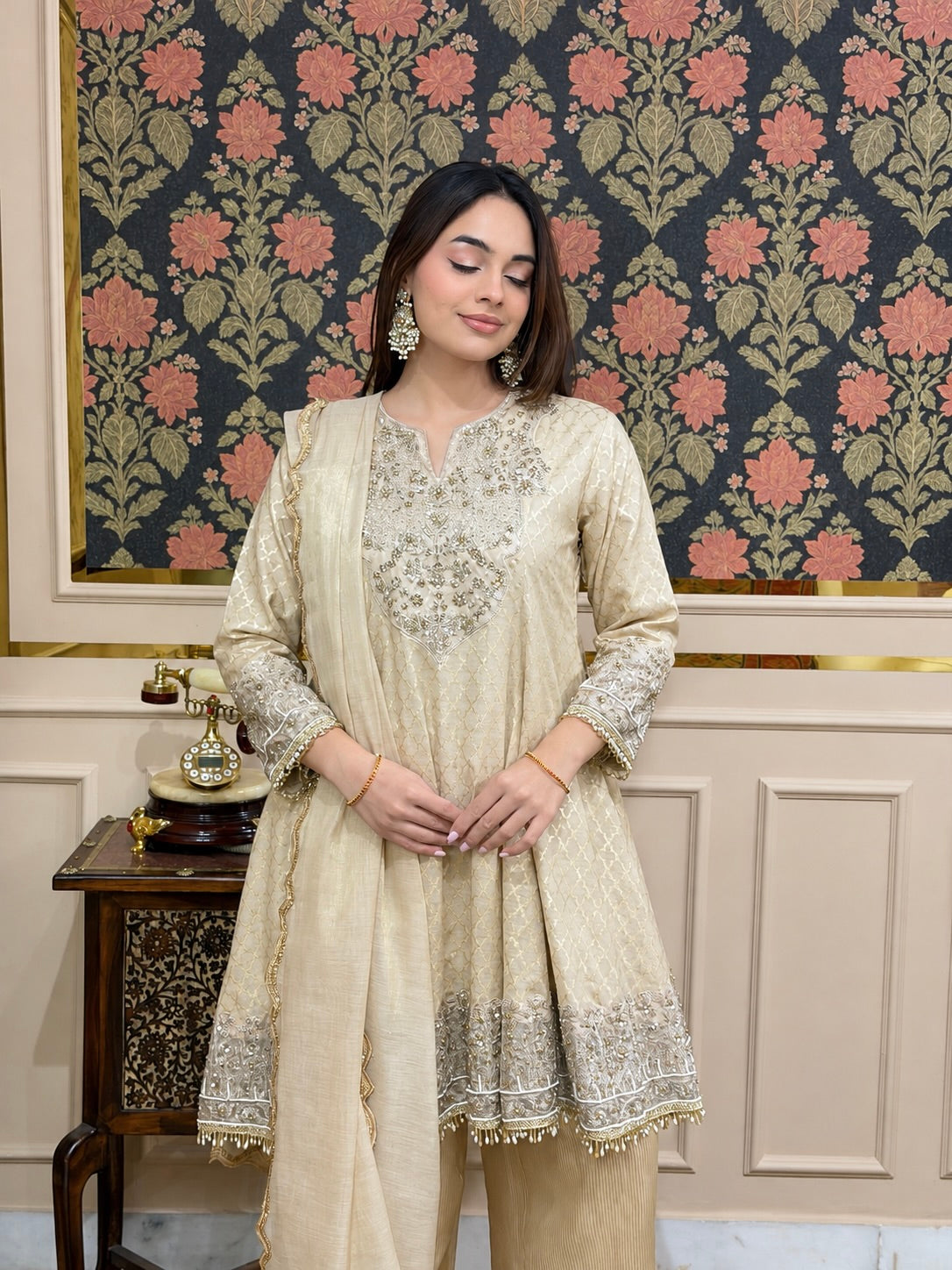 Dull Gold Banarasi Chanderi Sharara