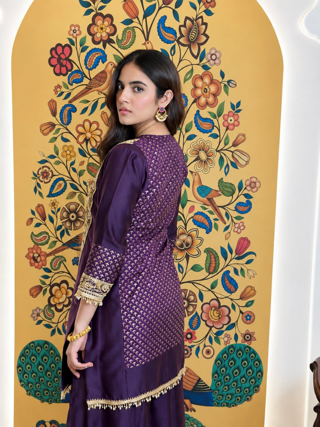 Purple Brocade Chanderi Set