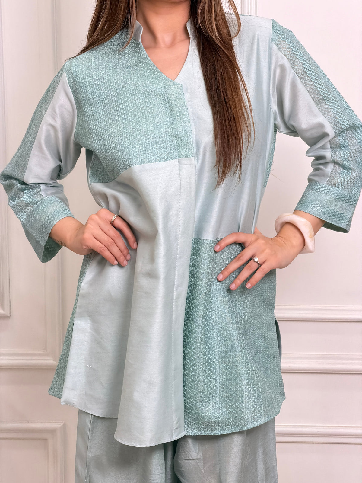 Powder Blue Chanderi Set image 1