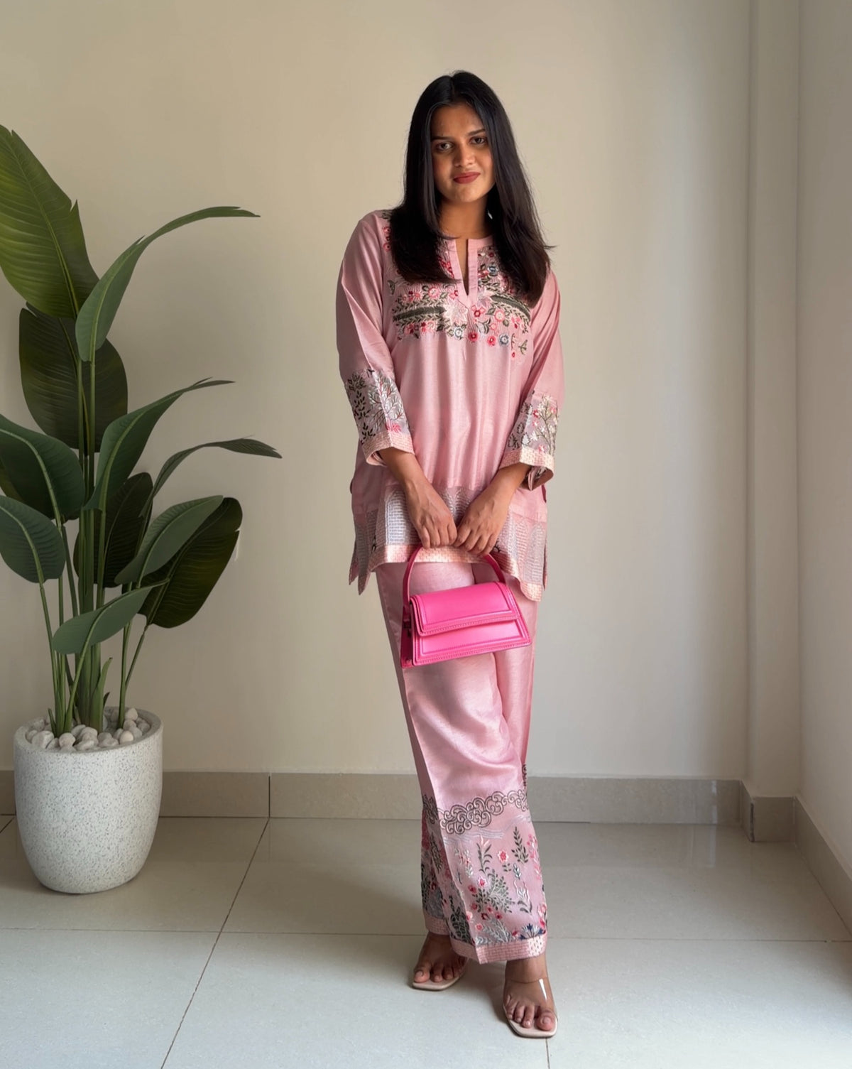 Pink Cotton Silk Co-ord Set image 2