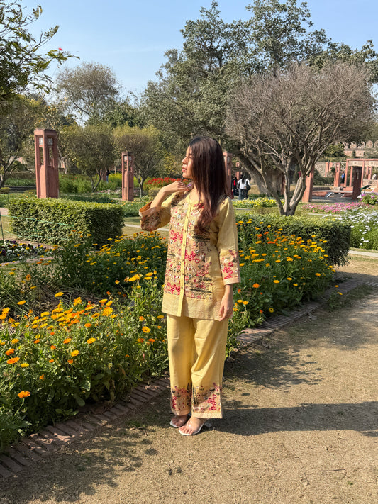 Yellow Cotton Silk Co-Ord Set image 1
