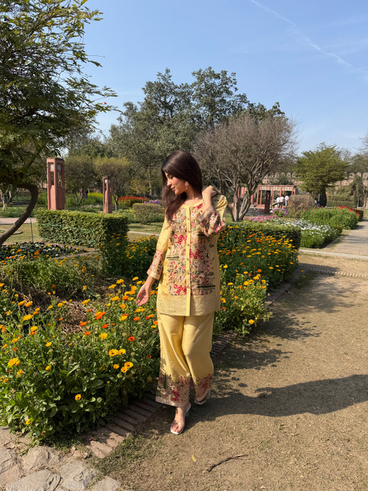 Yellow Cotton Silk Co-Ord Set image 0