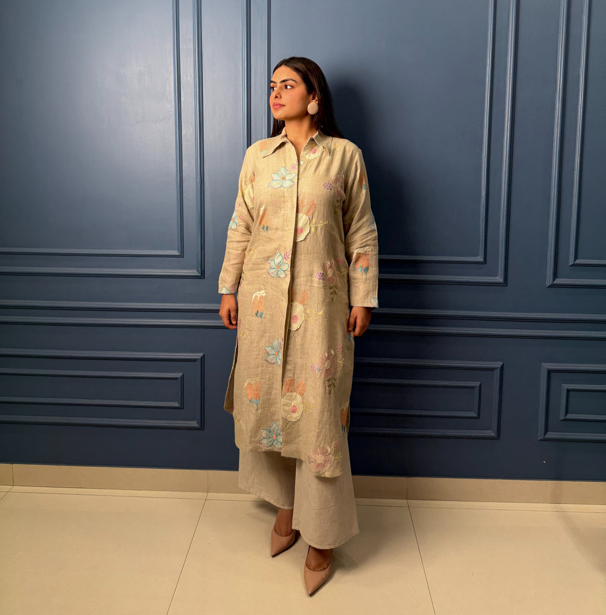Sand Floral Linen Co-ord Set image 0