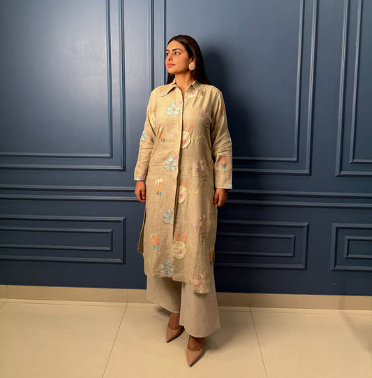 Sand Floral Linen Co-ord Set image 0