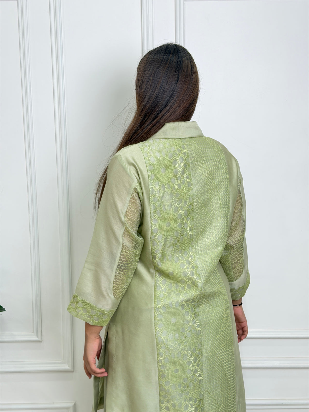 Sage Green Chanderi Set image 1