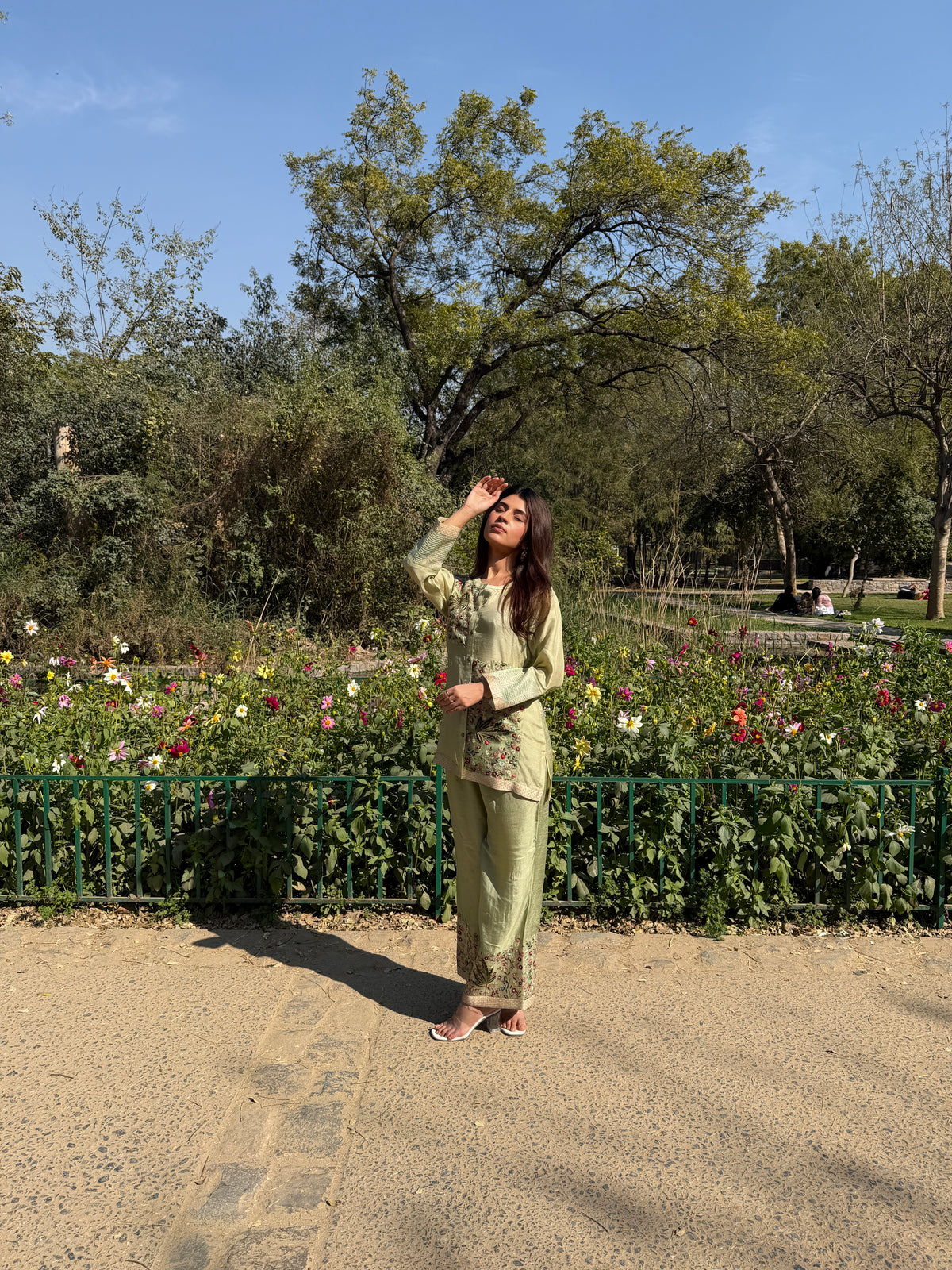 Green Cotton Silk Co-Ord Set