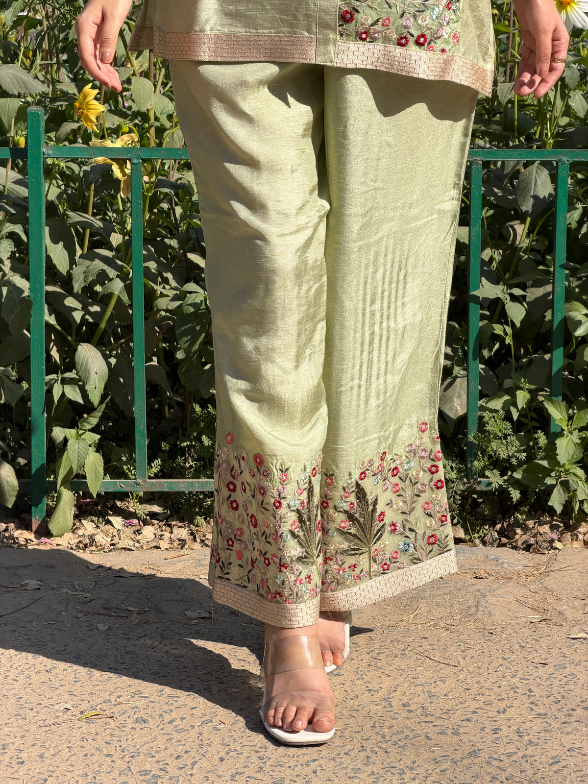 Green Cotton Silk Co-Ord Set