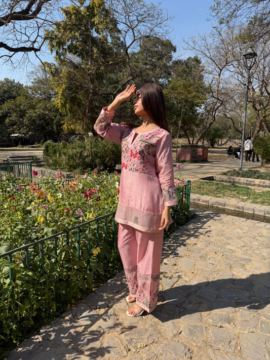 Pink Cotton Silk Co-ord Set image 1