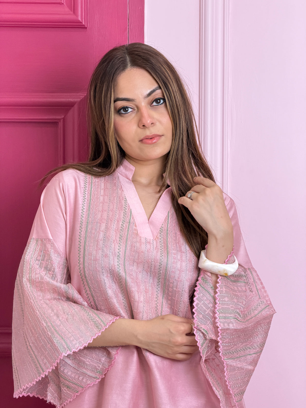 Pink Chanderi Set image 0