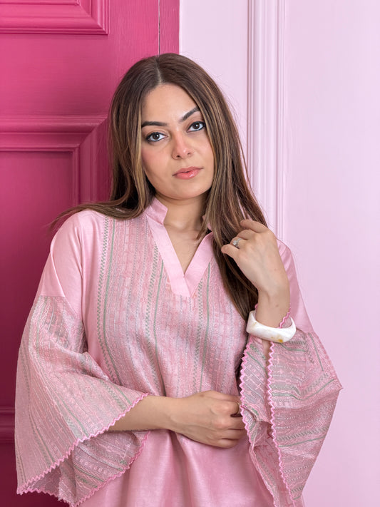 Pink Chanderi Set image 0
