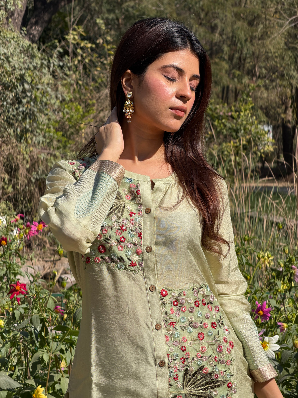 Green Cotton Silk Co-Ord Set image 0
