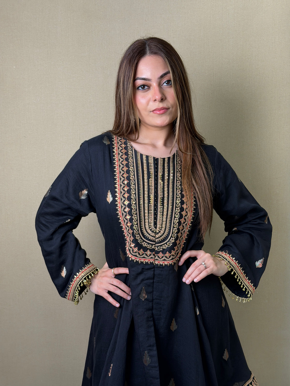 Chanderi Short Anarkali Set image 0