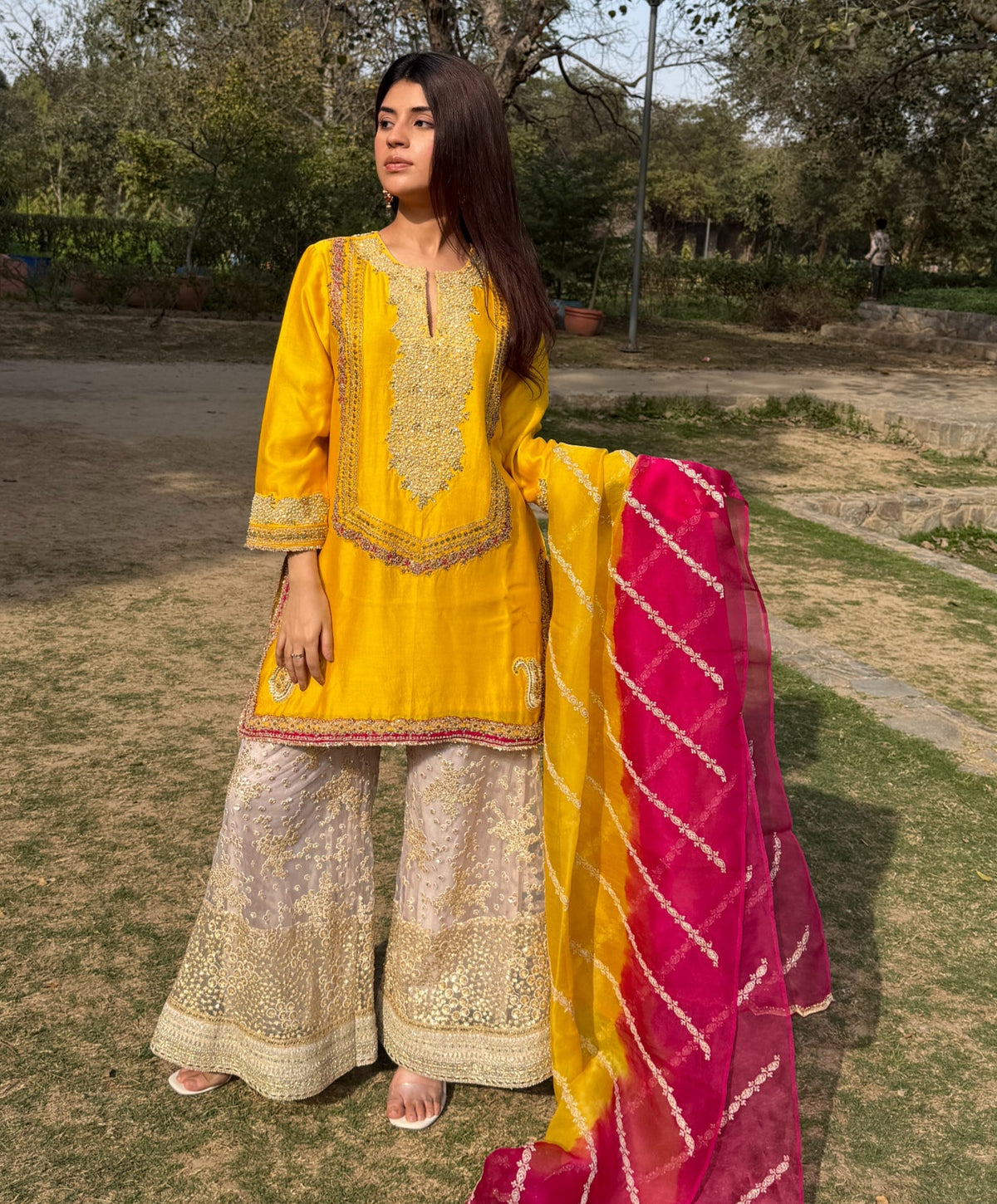 Chanderi Embroidered Sharara Set image 0