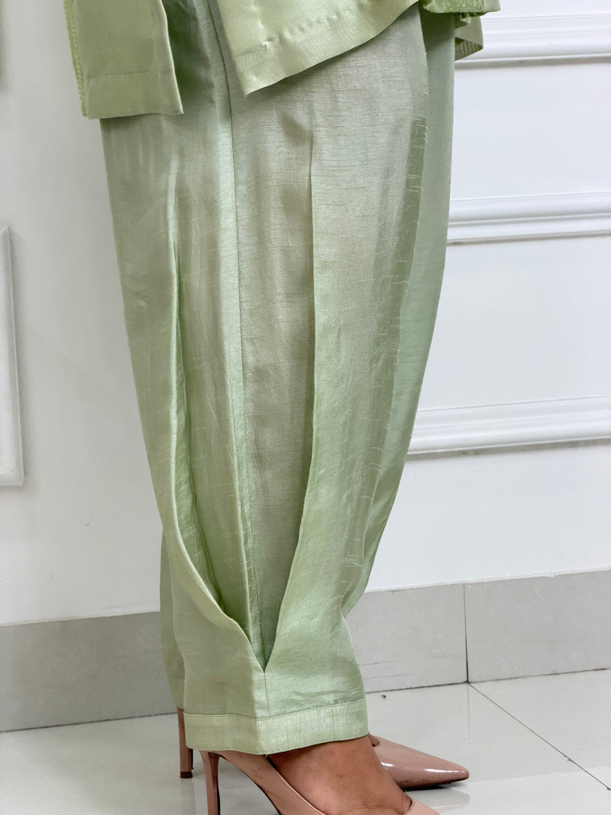 Sage Green Chanderi Set image 2