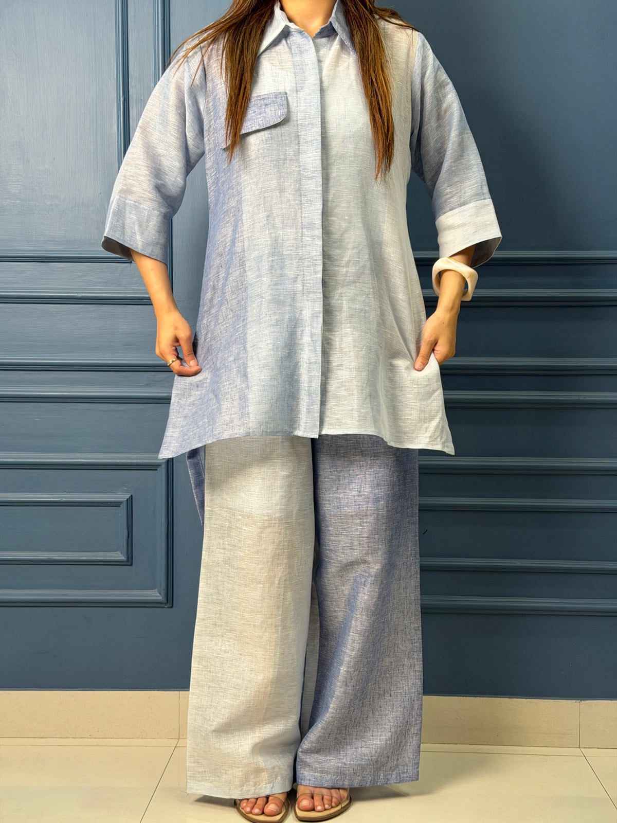 Shades of Blue Linen Co-ord Set image 2
