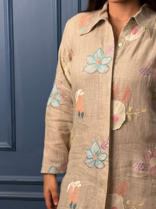 Sand Floral Linen Co-ord Set image 1