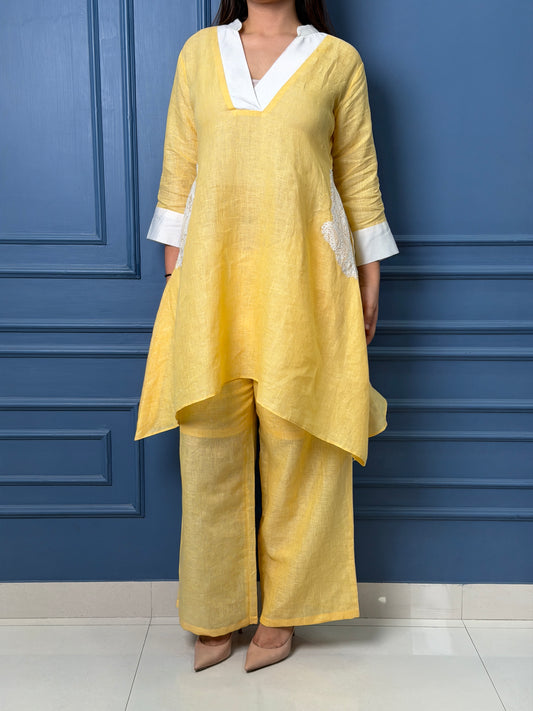 Yellow Panel Linen Co-ord Set image 1